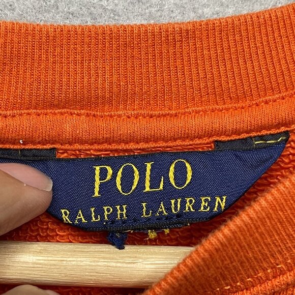 Polo Ralph Lauren Orange Floral Embroidered Logo Crewneck Sweatshirt Kids S - Picture 4 of 6
